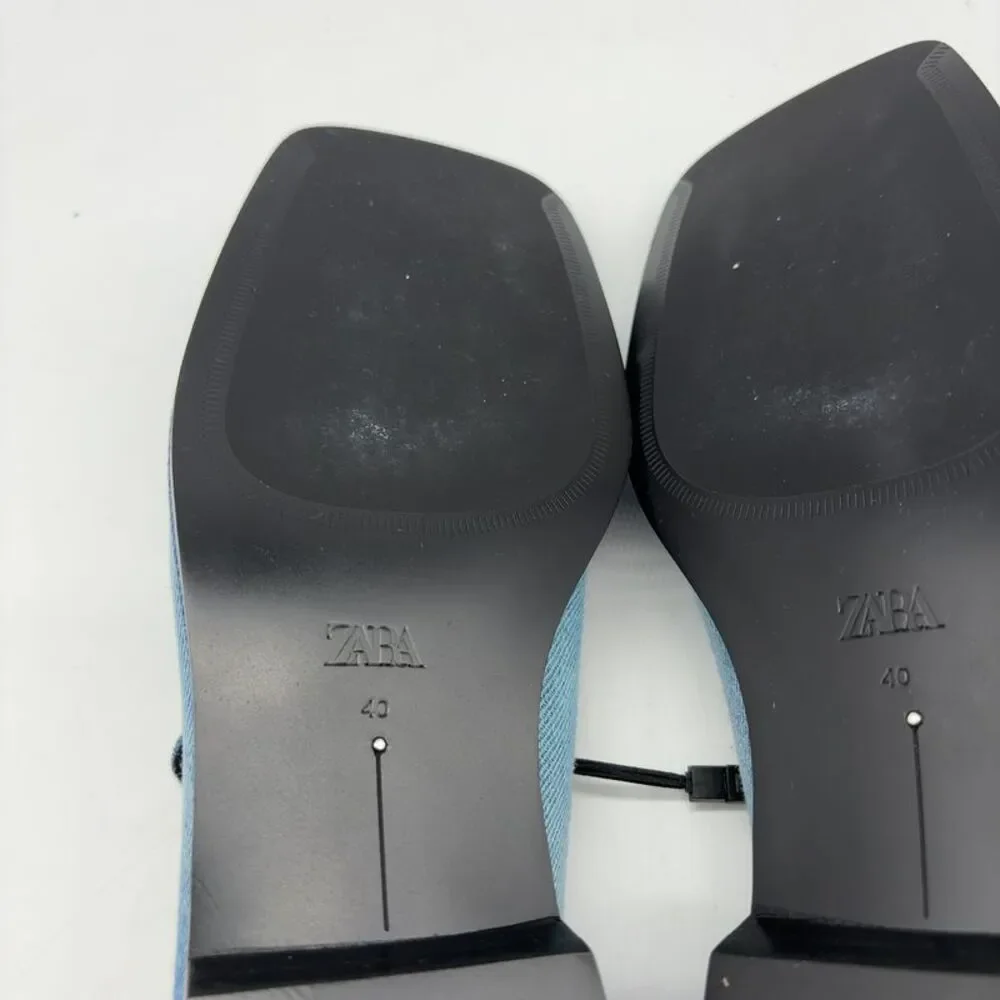 Zara Denim Loafers in Light Blue